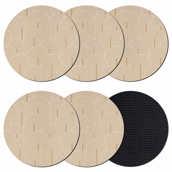 Khaki Boho Coasters Set of 6, Absorbent Coasters for Drinks, Middle Century Modern Abstract Art Coaster for Desk Coffee Table Protection, Home Decor House Warming Gifts 4"