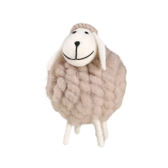 Khaki Boho Lint Sheep Ornament Handmade Easter Lamb Decor Cute Spring Tabletop Accents for Rural Easter and Home Decoration
