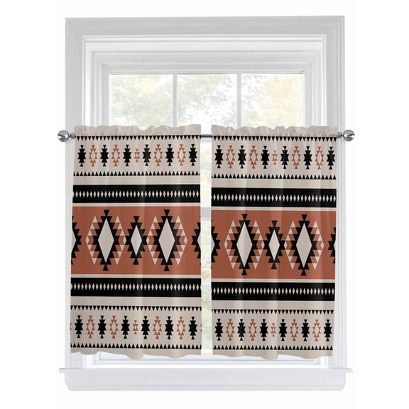 Khaki Boho Living Room Curtains 2 Panel, Vintage Ethnic Tribe Retro Abstract Art Cafe Window Treatment, Farmhouse Bedroom Bathroom Kitchen Curtains Drapes 104"x54"