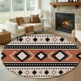 thumbnail image 1 of Khaki Boho Round Rug 8ft Washable Circle Rugs Non Slip Vintage Ethnic Tribe Retro Abstract Art Large Area Rug Indoor Floor Carpet for Bedroom Kitchen Living Room Home Office Dining Room Nursery, 1 of 8