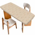 thumbnail image 1 of Khaki Boho Table Cloths for 8 Foot Rectangle Tables, Middle Century Modern Abstract Art Patio Waterproof Elastic Fitted Tablecloths, Washable Rectangular Table Cover for Camping, 1 of 8