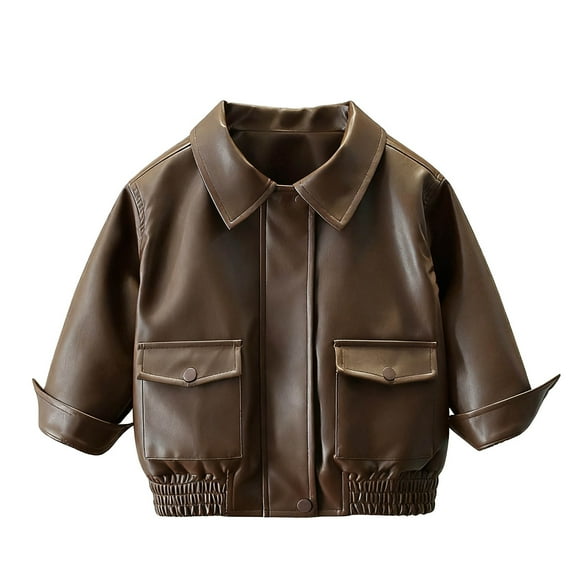 Khaki Boy Girl Long Sleeve Jacket for Kids Girl Boy Winter Fall Faux Leather Lounge Medieval with Hood Renaissance Peasant Motorcycle Plain Steampunk Jackets Outfits Kid 2025 7 Years