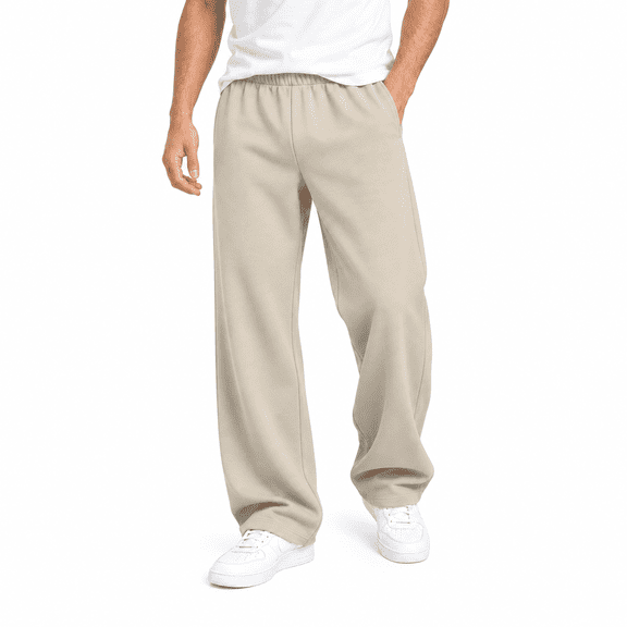 Khaki Boys Sweatpants size 10-12, Straight Leg Loose Fit Athletic Jogger Pants for Teen Boy, Kids Casual School Active Pants