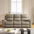 thumbnail image 1 of Modern Fabric Power Reclining Sofa 220cm with Drop Down Table and USB Charger - Khaki, 1 of 9