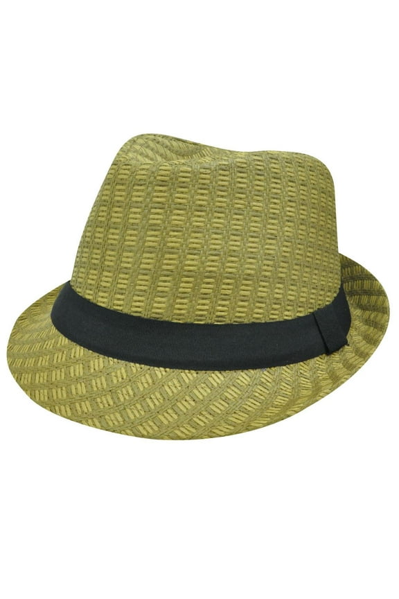 Khaki Brown Mesh Straw Black Small Medium Fedora Homburg Stetson Gangster Hat