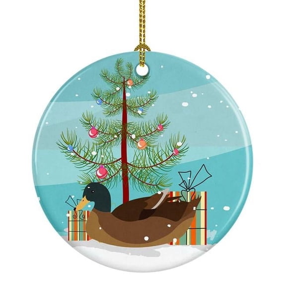 Khaki Campbell Duck Christmas Ceramic Ornament