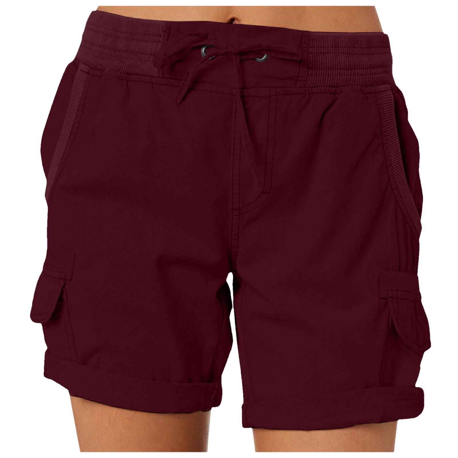 Khaki Cargo Shorts Women Long Short Cargos High Waist Relaxed Fit