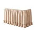 thumbnail image 1 of Khaki Checkered Ruffled Table Skirt, Detachable Wrap‑Around Table Curtain With Fastener Tape, Under‑Table Concealment Cover For Wedding Banquet, Buffet, Party, Podium Decoration (Khaki), 1 of 6