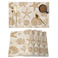 thumbnail image 1 of Khaki Coastal Summer Placemats Set of 8 Coral Shell Starfish Nautical Retro Place Mats Indoor Wipeable Table Mats Washable Cloth Dining Table Placemats for Kitchen Holiday Party Home Decor 13x19 Inch, 1 of 9