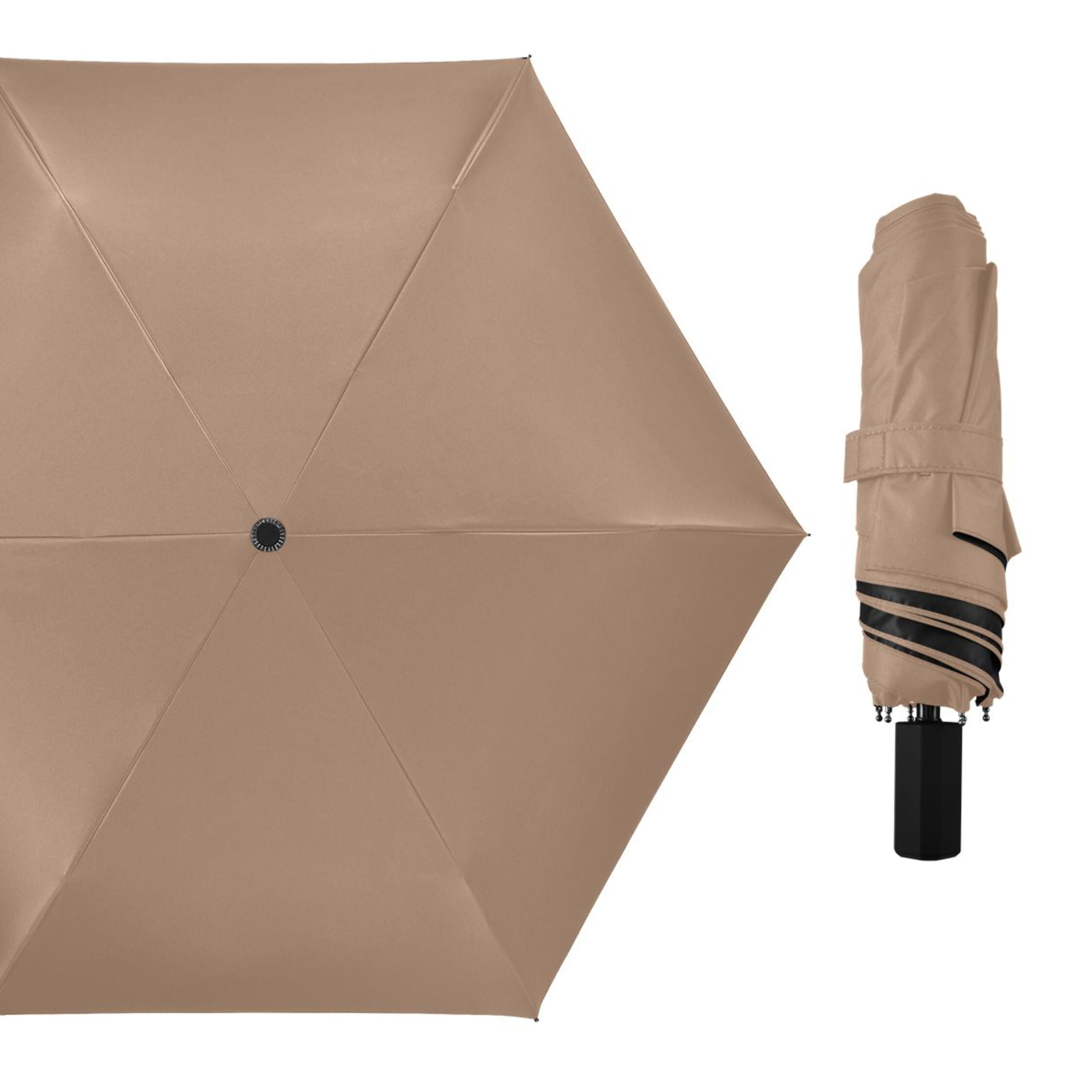 Khaki Compact Sun Umbrella Windproof Travel Umbrellas for Rain Strong Portable UV Protection