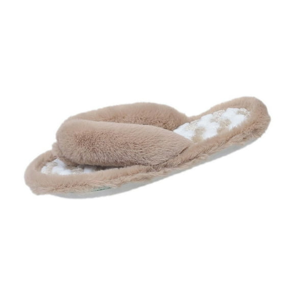 Khaki Cozy Plaid Slippers For Women Non-Slip Sole Fuzzy Comfort Indoor Outdoor Casual Sandals Fall Winter