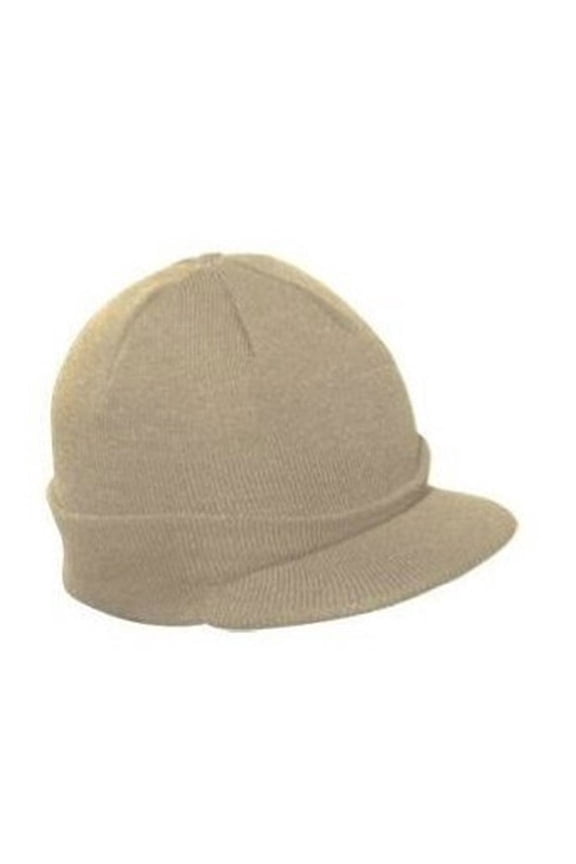 Khaki Cuff Beanie Visor Cap