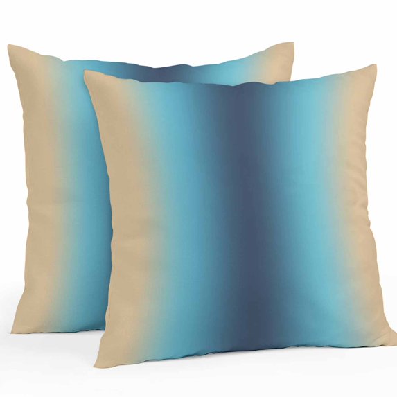 Khaki Dark Blue Ombre Throw Pillow Covers 16x16 Inch Set of 2, Modern Abstract Art Gradient Waterproof Outdoor Pillow Covers, Decorative Cushion Pillowcases for Couch, Sofa, Bed, Garden, Patio