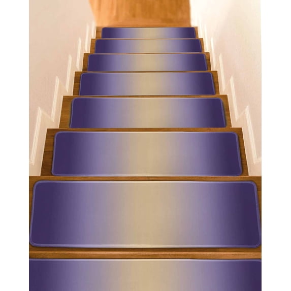 Khaki Dark Purple Ombre Stair Treads Non Slip Indoor for Wooden Steps, Modern Abstract Art Gradient 7 Pcs Stair Mats for Elders Dogs, 8 x 30 Inch Carpet Treads Runner Rugs for Staircase