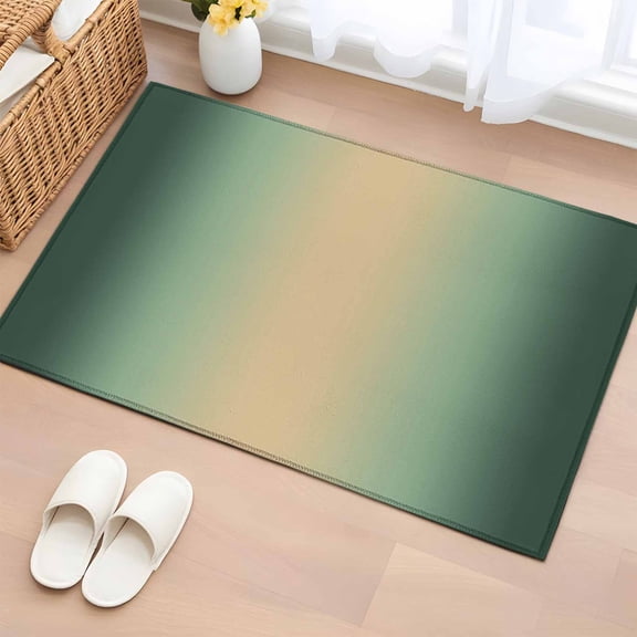 Khaki Deep Green Ombre Area Rugs 2x3 for Living Room, Modern Abstract Art Gradient Non Slip Washable Rug Runner, Low Pile Indoor Floor Carpet Mat Bathroom Rugs for Bedroom, Kids Room