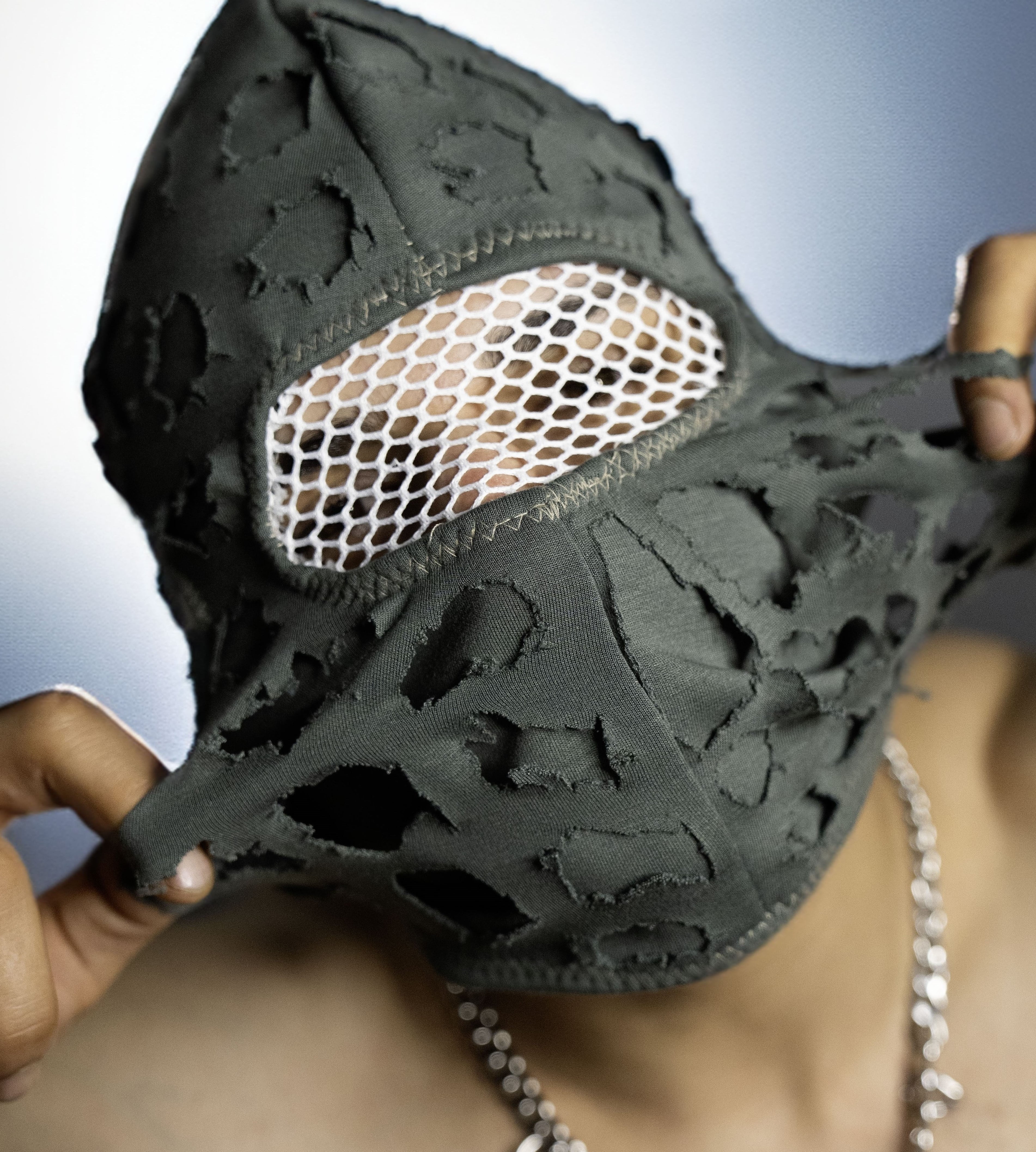Khaki Double Layered Ripped Ski Mask & Balaclava  Bold Style and Maximum Comfort