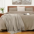 Khaki Duvet Cover King Size 100 Cotton,Waffle Weave Soft and