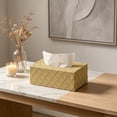 thumbnail image 1 of Khaki Embossed Diamond Rectangular Tissue Box Cover, Medium Size Decorative Desktop Napkin Holder, Resin Facial Tissue Storage Case for Kitchen Bathroom Bedroom Table Home Decor, 1 of 6