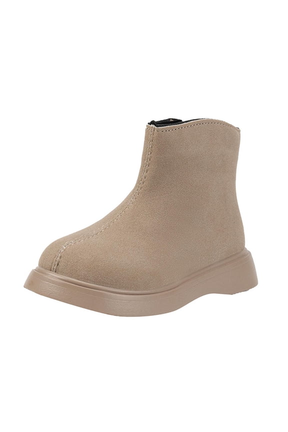 Khaki Everyday Girls Boots In Neutral Tone With Comfortable Insole, Ideal For Daily Use, Featuring A Supportive Arch And Flexible Sole
