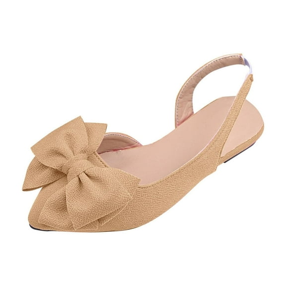Khaki Female Fashion Sandals With Pointed Toe And Bow For Comfortable Use In Warm Weather