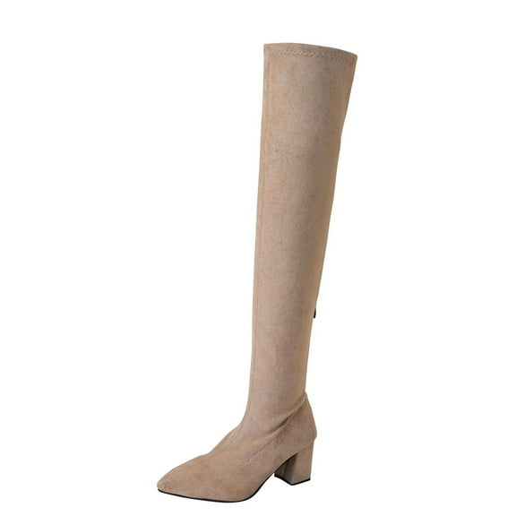 Khaki Female High Heel Boot Comfortable Shoes With Flexible Base For Leisure And Indoor Use Perfect For All-Day Wear
