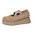 thumbnail image 1 of Khaki Feminine Casual Shoes With Wedge Heel And Round Toe Design Great For Daily Comfort Ideal For Various Activities, 1 of 9