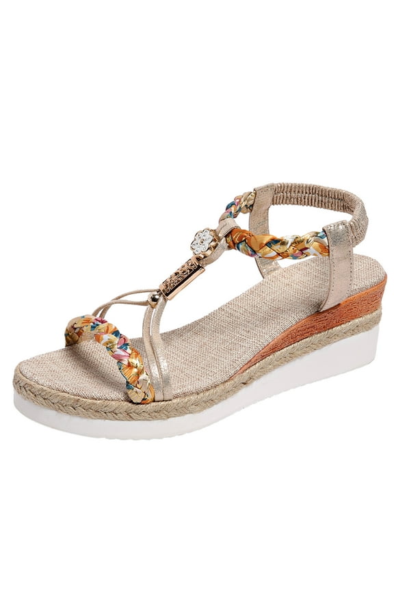 Khaki Feminine Round Toe Sandals Featuring 2.4 Inch Heel Ideal For Summer Vacations And Daily Wear With Support