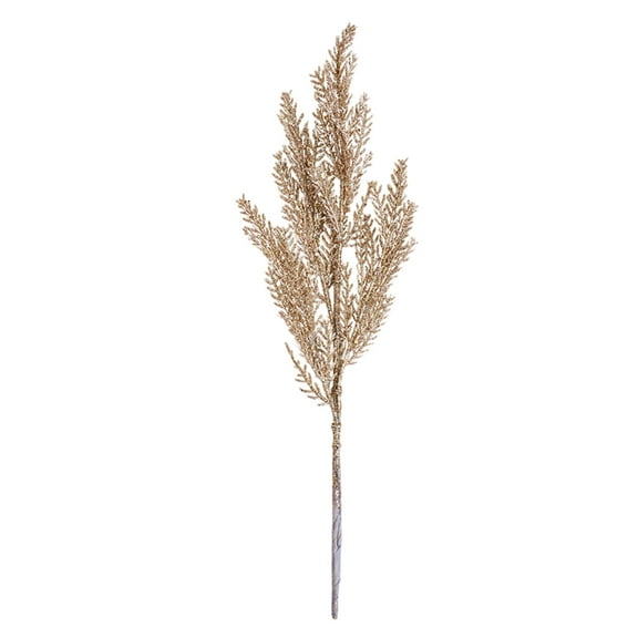 Khaki Festive Tree Picks With Glittered Pine Branches For Holiday Arrangements