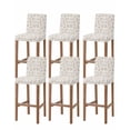 thumbnail image 1 of Khaki Flower Bar Stool Covers Set of 6, Vintage Farmhouse Boho Leaf Spring Plant Stretch Washable Bar Chair Covers with Backs, Removable Pub Counter Height Chair Cover for Kitchen Dining Room Cafe, 1 of 7