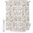 thumbnail image 1 of Khaki Flower Shower Curtain Set - Standard 72" x 72" Washable Bathtub Curtain with 12 Hooks, Vintage Farmhouse Boho Leaf Spring Plant Waterproof Fabric Stall Shower Curtains for Bathroom Décor, 1 of 6