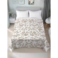 thumbnail image 1 of Khaki Flower Twim Size Flat Sheet, Wrinkleproof & Fadeproof Cooling Flat Bed Sheet Only, Vintage Farmhouse Boho Leaf Spring Plant Breathable Soft Bedding Top Sheets 66 x 96 Inches, 1 of 8