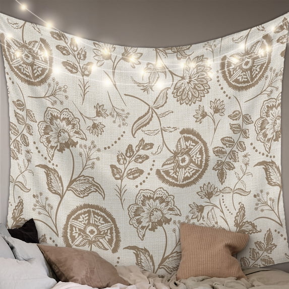 Khaki Fruit Large Tapestry for Bedroom Wall Hanging Tapestry, Country Retro Floral Botanical Plant Ceiling Backdrop Tapestries Poster Blanket Wall Decor for Teens Room Living Room Dorm 85" x 90"