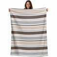 thumbnail image 1 of Khaki Grey Striped Blanket Soft Cozy Warm Twin Blanket for Bed, Plush Fuzzy Flannel Fleece Blankets for Sofa, Farmhouse Stripes Modern Abstract Art Throw Blankets for Couch, Gifts for Men, 60"x80", 1 of 9