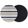 thumbnail image 1 of Khaki Grey Striped Coasters Set of 2, Absorbent Coasters for Drinks, Navy Blue Farmhouse Stripes Abstract Art Coaster for Desk Coffee Table Protection, Home Decor House Warming Gifts 4", 1 of 8