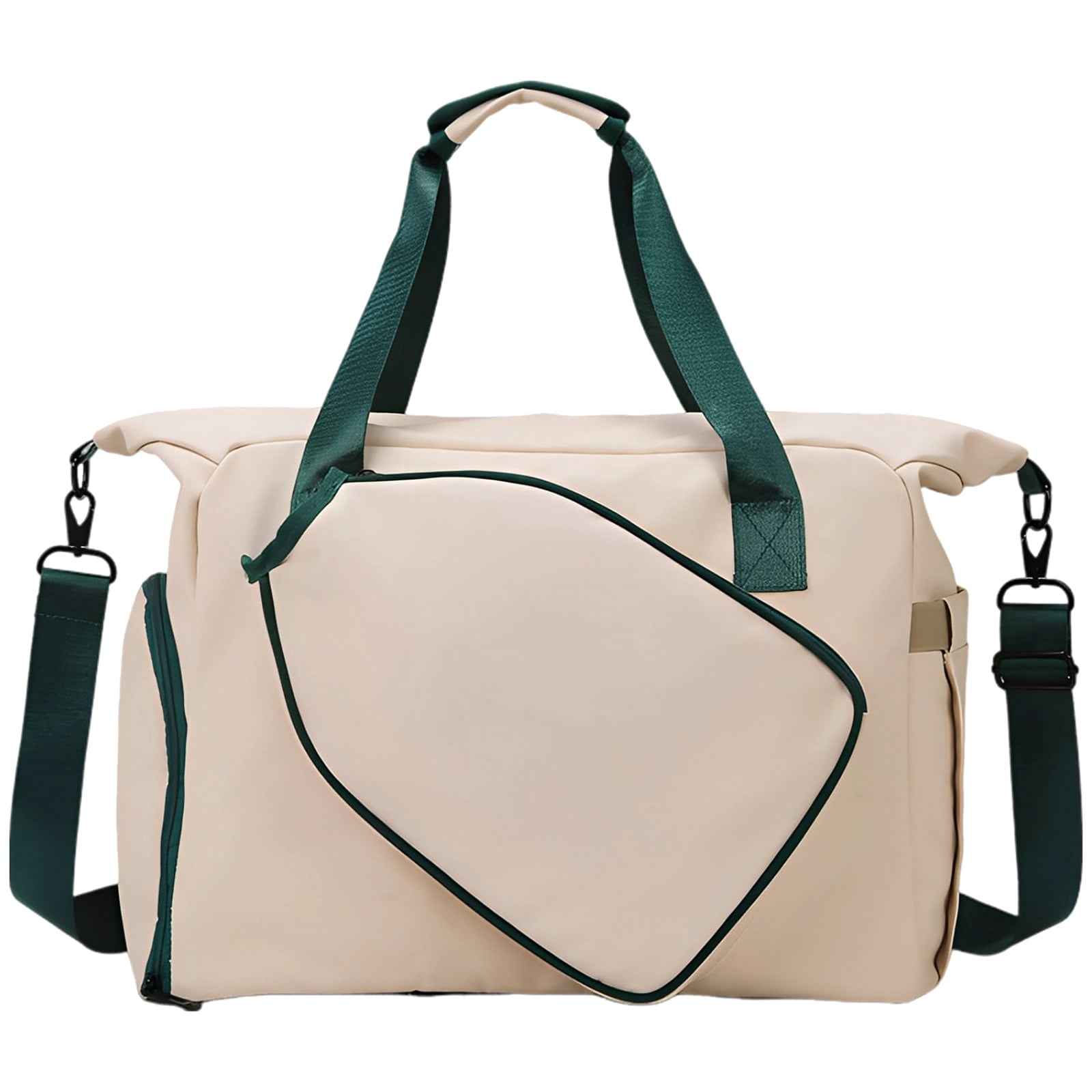 Gym Bag with Shoe Compartment, Waterproof Oxford Cloth Travel Duffel Bag, Detachable Shoulder Strap, Unisex Racquet Sports Pickleball Bag for Women, 17.3 in / 44 cm (Khaki )