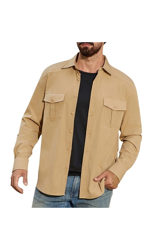 Khaki Hippy Victorian Renaissance Peasant Basic Steampunk Brunch Tshirts for Man Summer Fall Long Sleeve Turtleneck Tee Shirt Tops Mens Button 2026 Clothes Trendy M