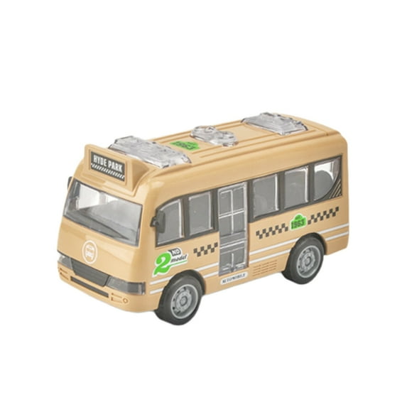 Khaki Inertia School Bus Toy Car Open Door Durables Safe No Battery Needed Educational Vehicle Rubber Tires For Toddlers Sensory Development