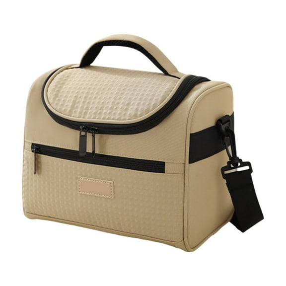 Khaki Insulated Lunch Bag With Shoulder Strap, Leakproof And Reusable Cooler Tote For Work, School, Picnic, Beach, 9.84X8.07X5.12In 0.61Lb