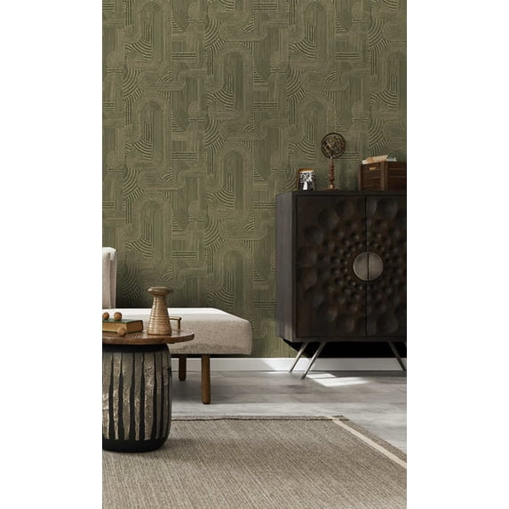 Khaki Intertwined Geometric Bohemian Wallpaper R8424
