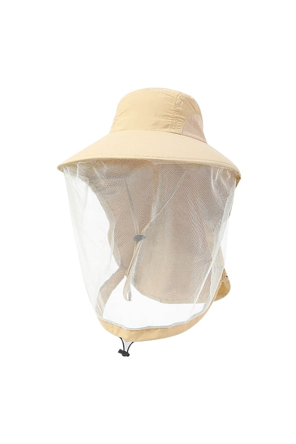 Khaki Khaki Color Mosquito Net Head Hat For Hunting And Outdoor Adventure