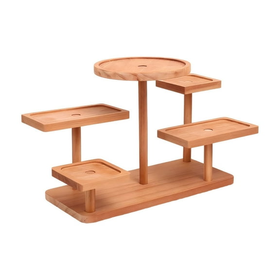 Khaki Khaki Solid Wood Display Stand For Perfume And Tea Set Storage 29.5X21Cm Durable And Elegant Design