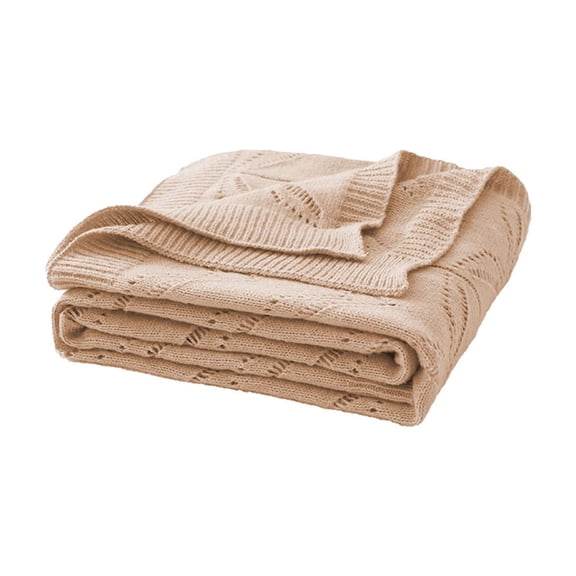 Khaki Knitted Throw Blanket For Bed Couch Sofa Lightweight Breathable All Season Decorative Bedding Gift Idea