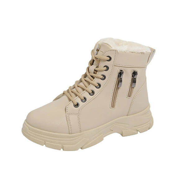Khaki Ladies Casual Boots With Work Wear Accent And Warm Design For Comfort And Cozy Feel Perfect For Winter Fall