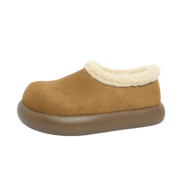 Khaki Ladies Casual Slippers Circular Toe Closed Heel Construction Thick Sole Supportive For Winter Wear Comfortable For Various Occasions Durable Material