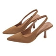 thumbnail image 1 of Khaki Ladies Elegant Heels With Pointed Toe And Flock Material In Neutral Shade For Special Events, 1 of 5