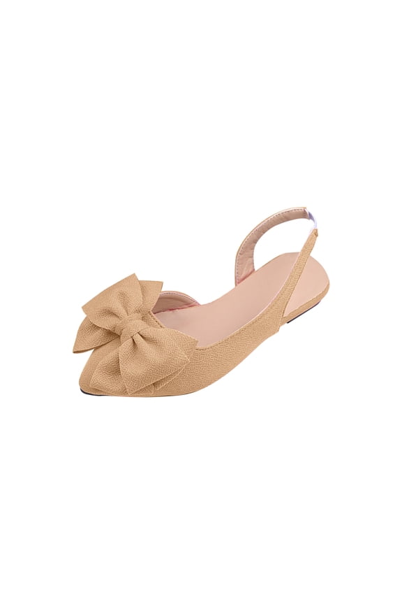 Khaki Ladies Everyday Sandals, Pointed Toe With A Bow For Relaxed Fit In Daily Life