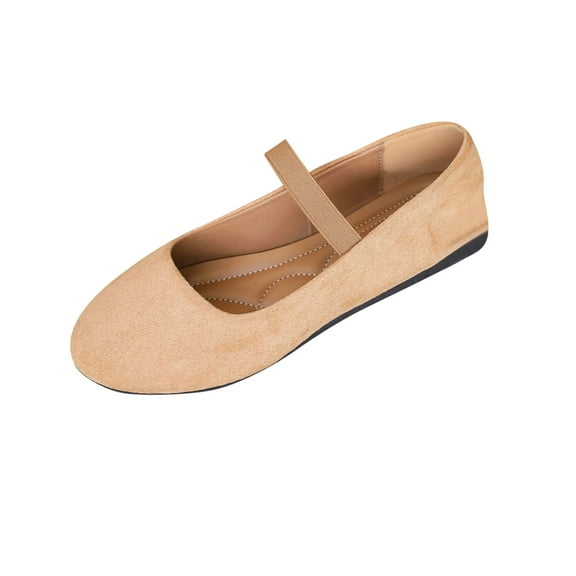 Khaki Ladies Roman Flat Single Shoes Round Toe Sandals For Summer Daily Use