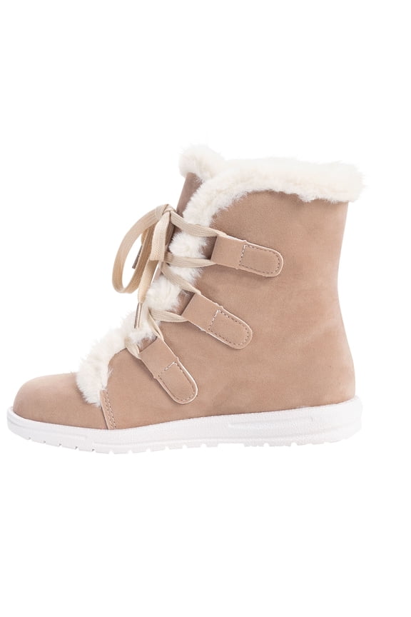 Khaki Ladies Round Toe Medium Heel Mid Calf Footwear For Daily Activities And Casual