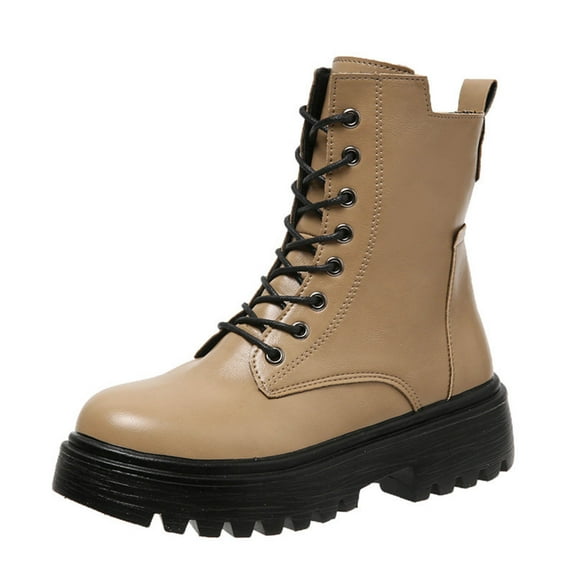 Khaki Ladies Short Tube Boots With Round Toe Solid Color Versatile For Leisure Activities And Everyday Style