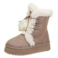 thumbnail image 1 of Khaki Ladies Stylish Snow Boots With Thick Base For Autumn And Winter Season Comfortable And Functional With Suede Construction, 1 of 9